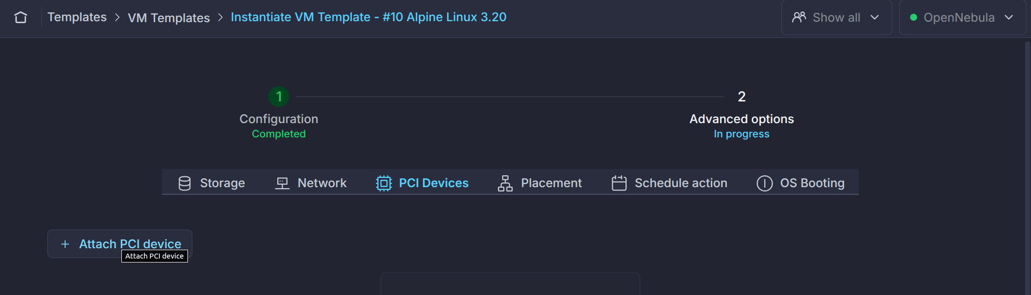 Attach PCI device