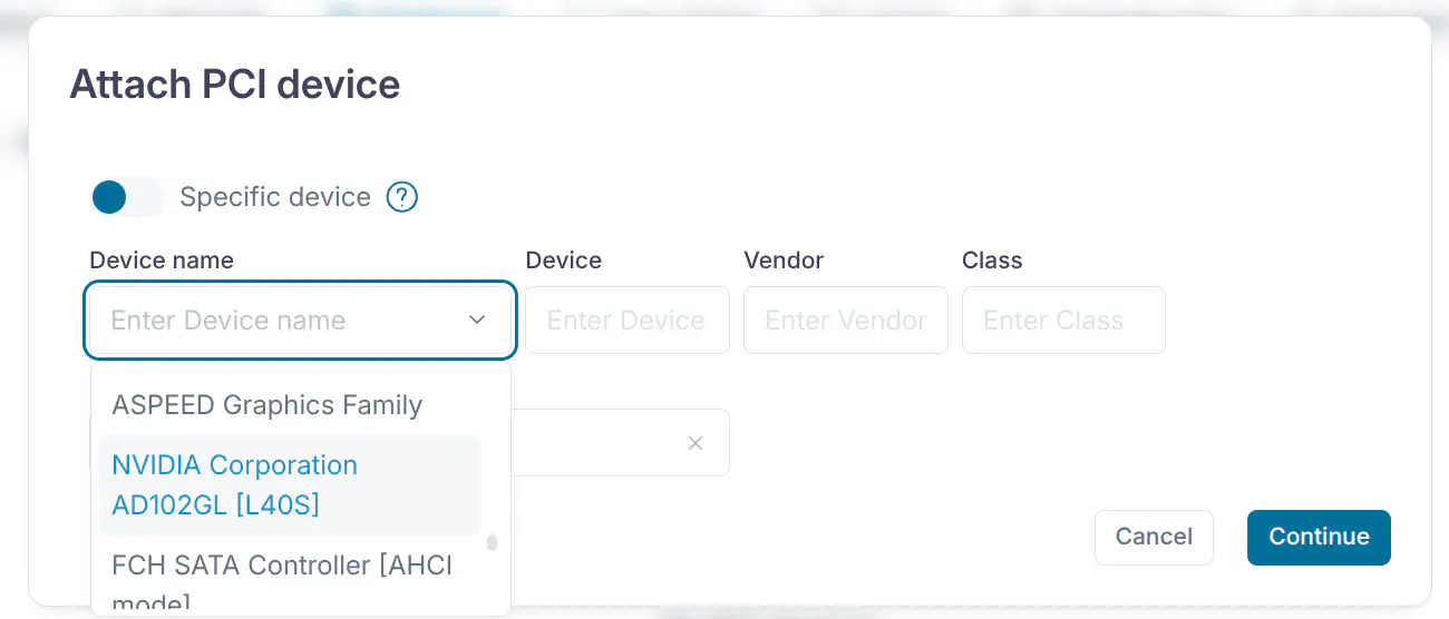 PCI device select