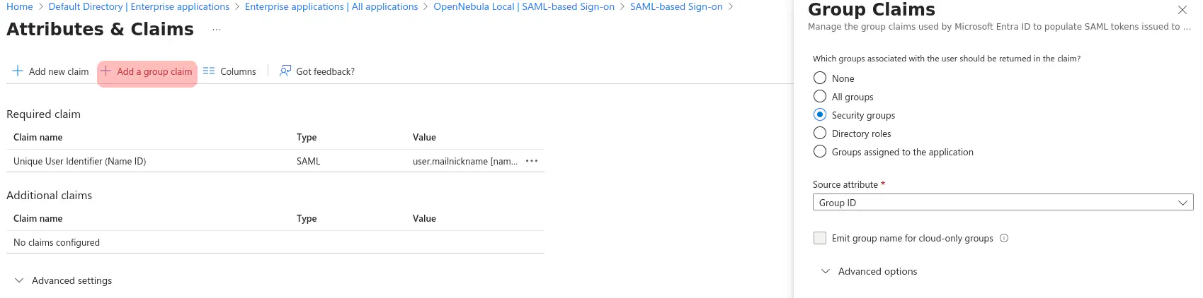 Entra Add Group Claim