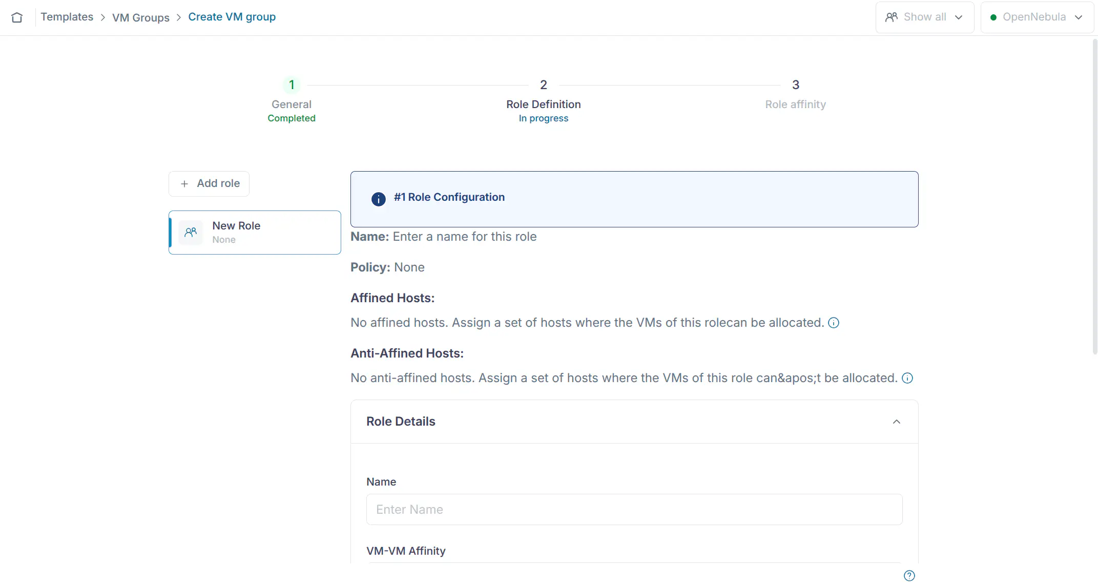 VM Groups create wizard