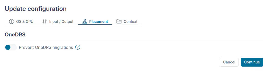 Prevent OneDRS migrations for a VM