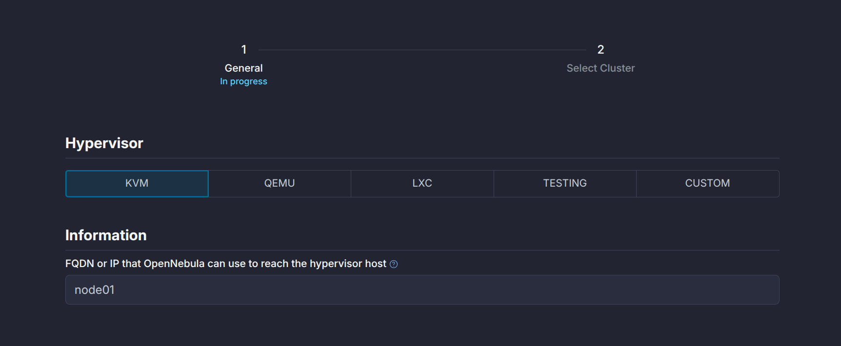 Create Host Dialog