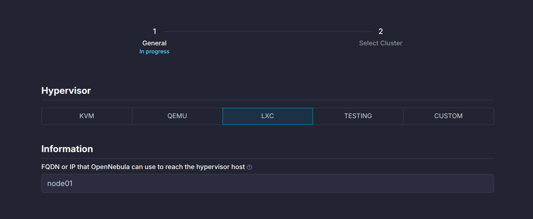 Create Host Dialog