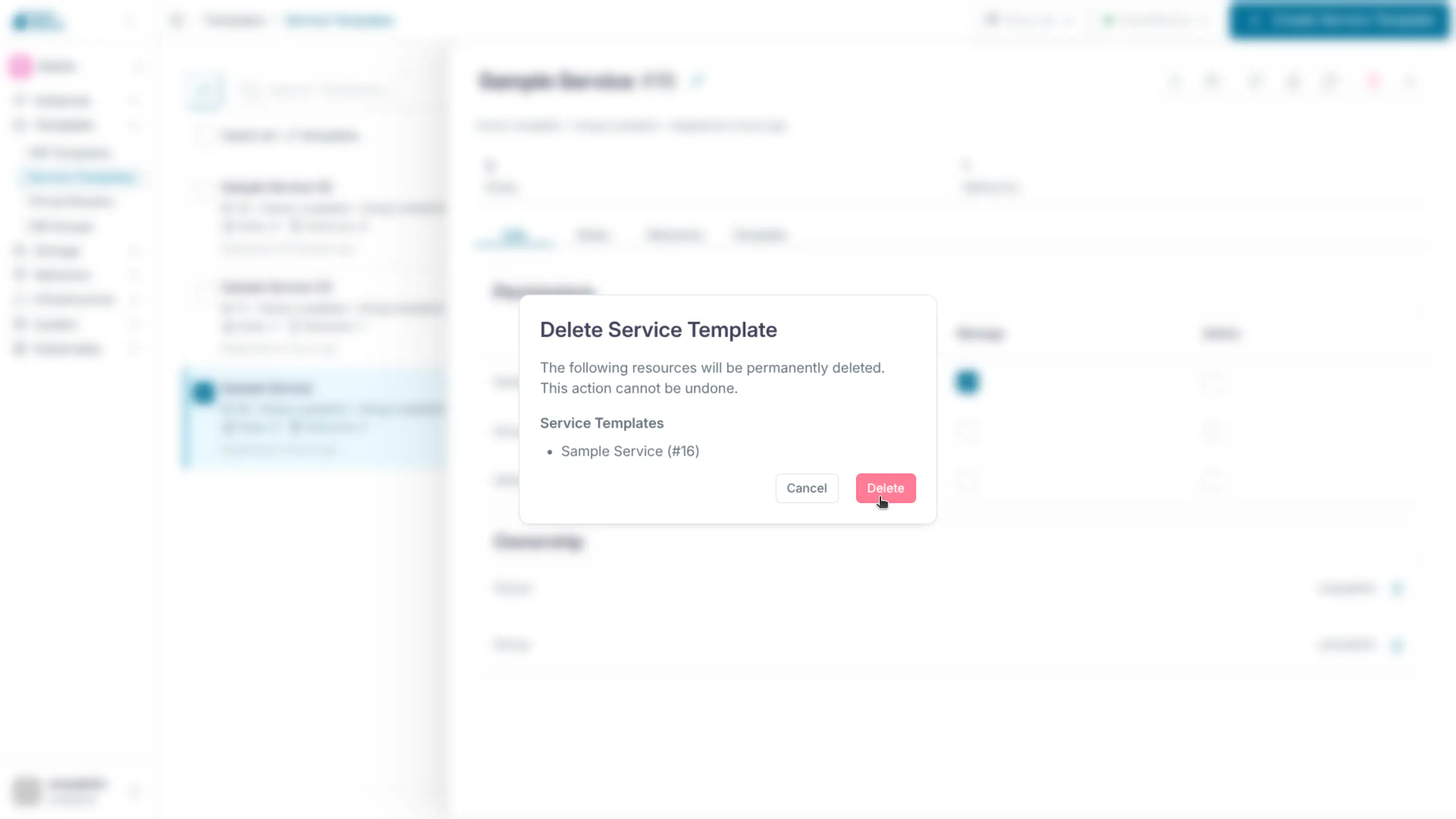 OneFlow templates delete