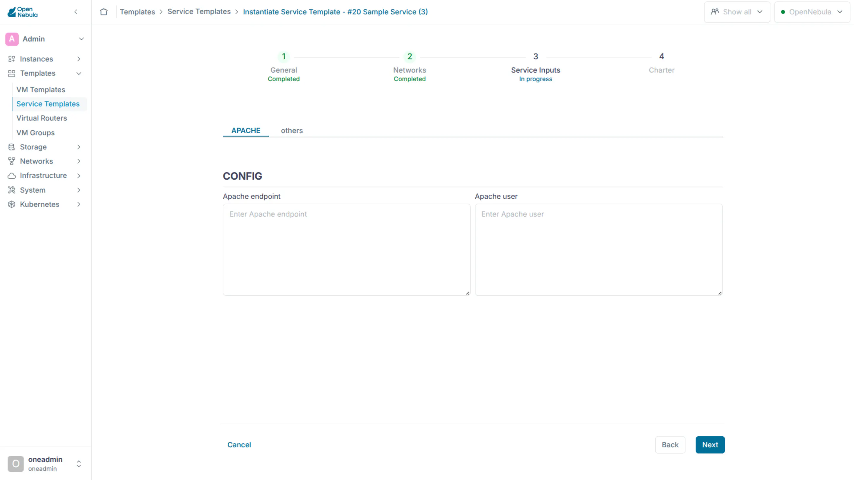 OneFlow Service Inputs Convention