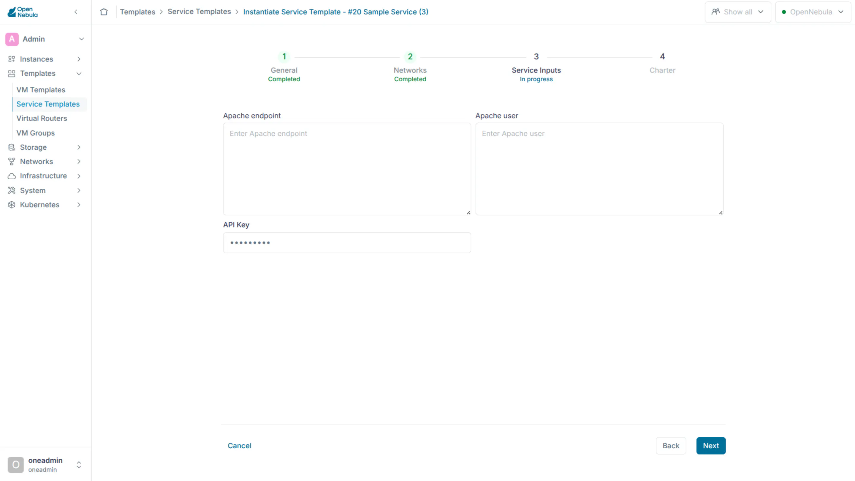 OneFlow Service Inputs No Convention