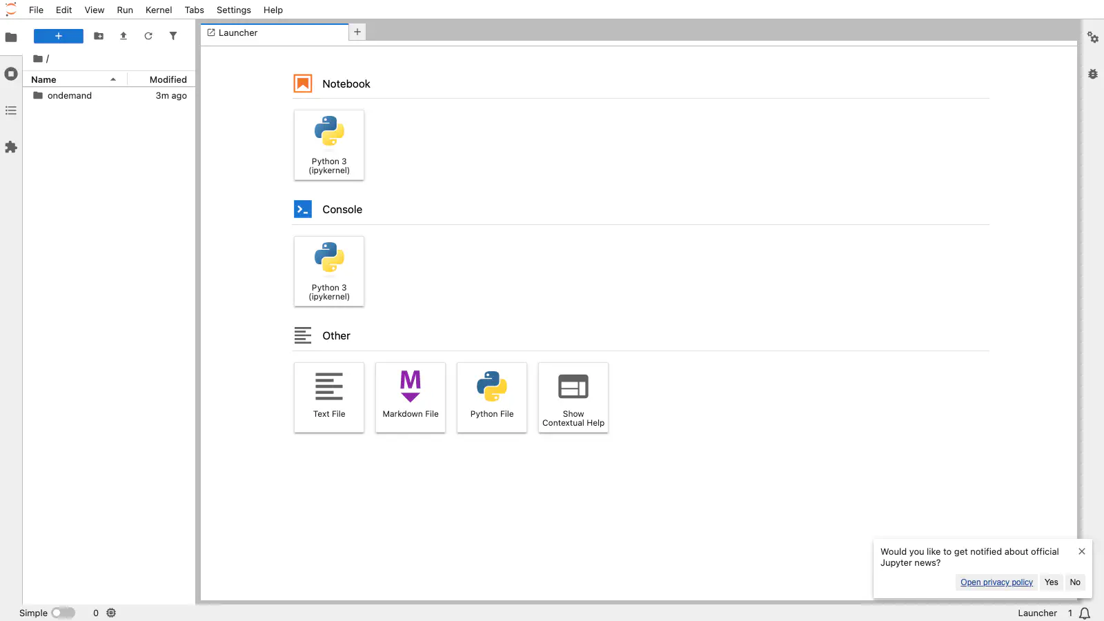 JupyterLab running on a compute VM