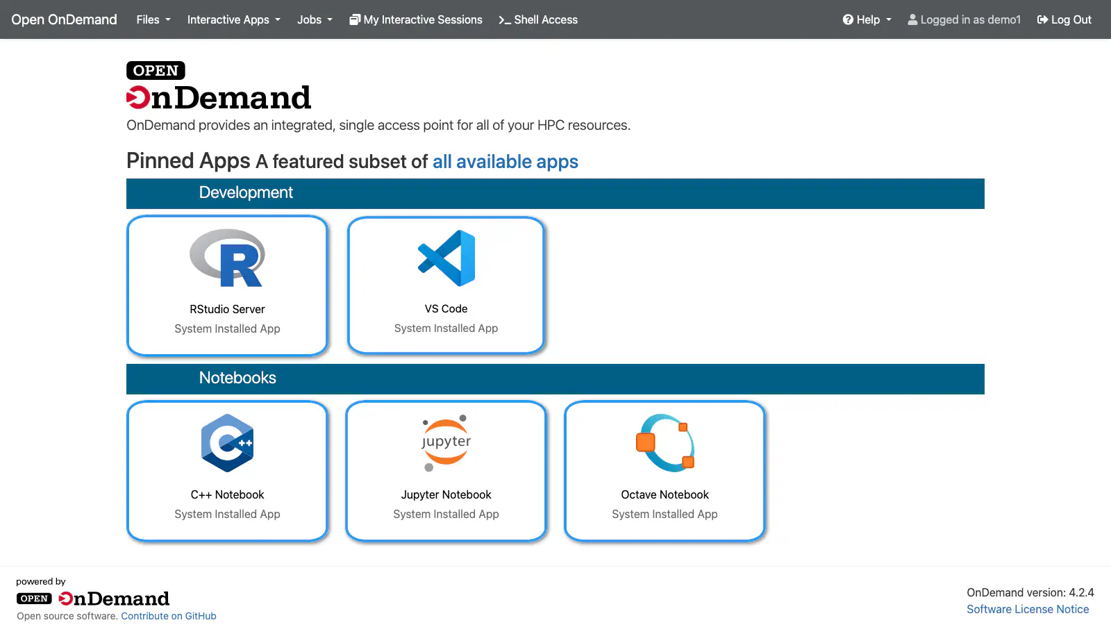 Open OnDemand dashboard
