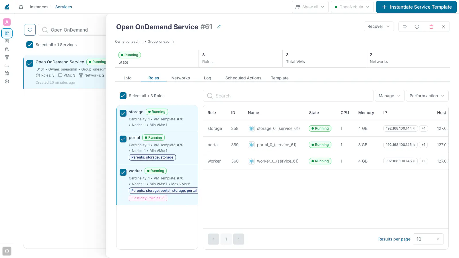 The three roles of the running service