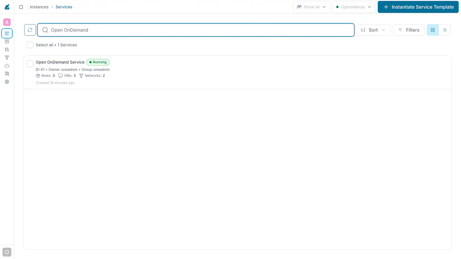 The Open OnDemand Service running in Sunstone