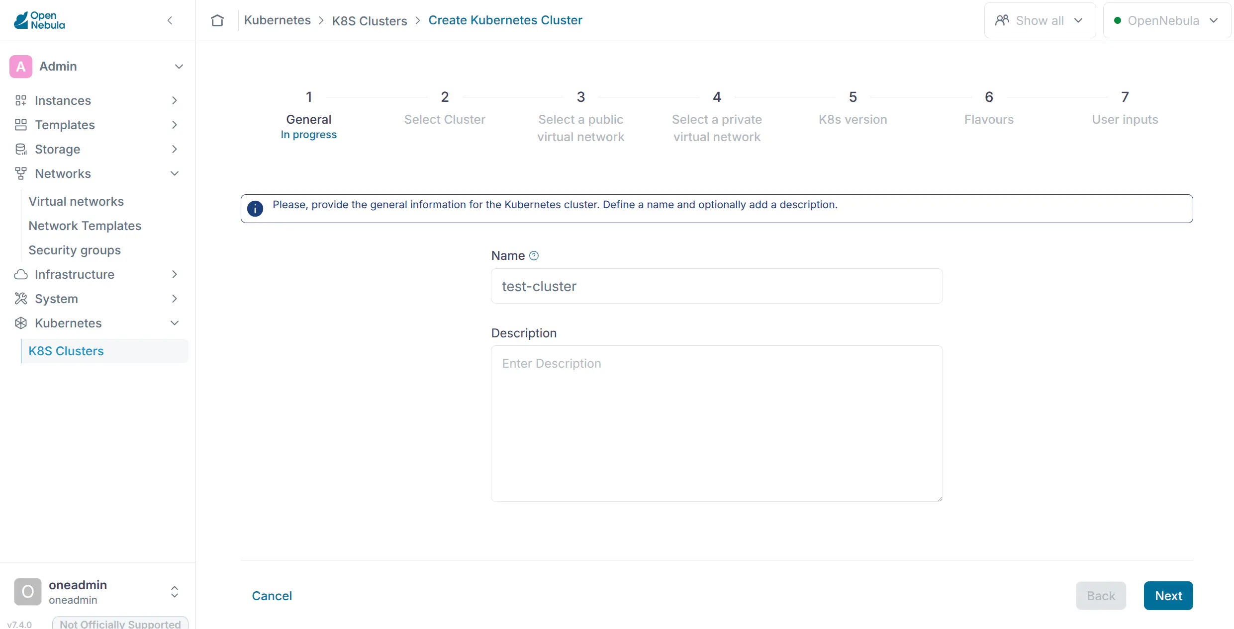OneKS Quickstart create K8s cluster