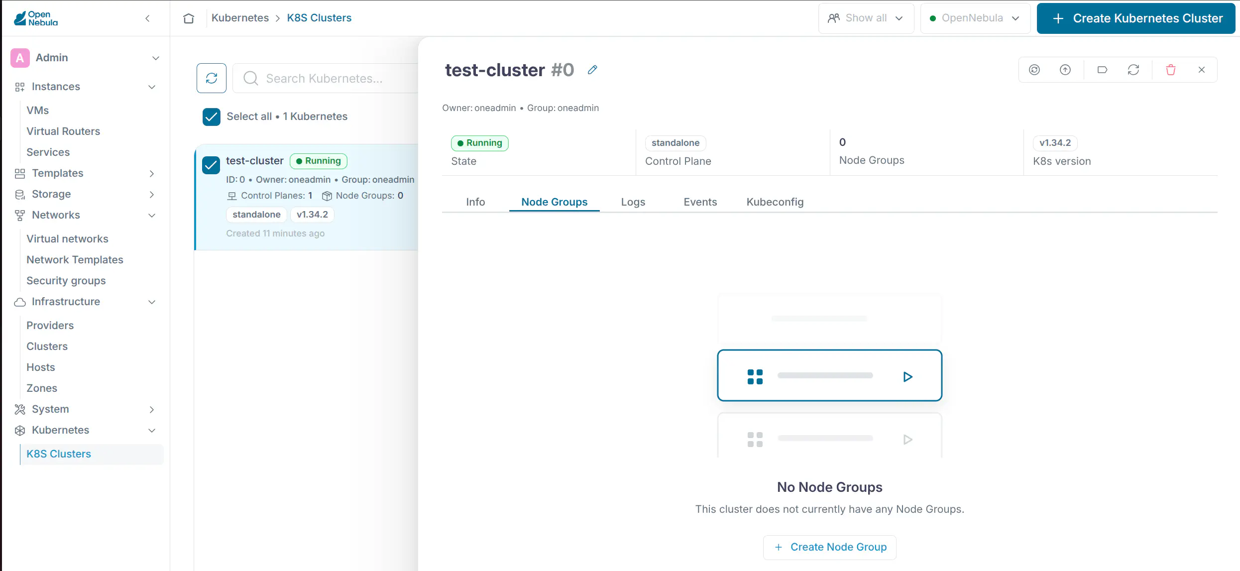 OneKS Quickstart create K8s cluster