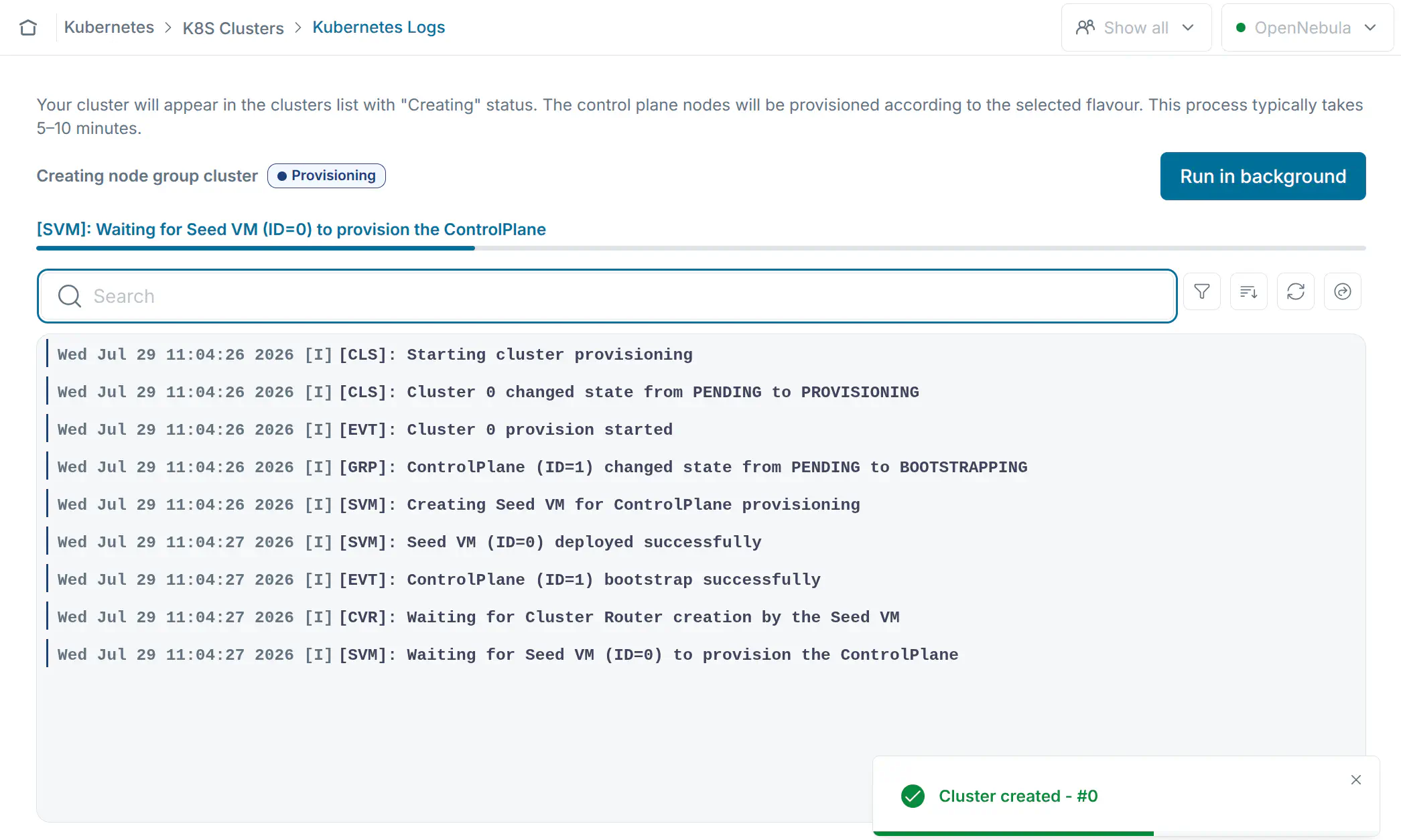 OneKS Quickstart create K8s cluster