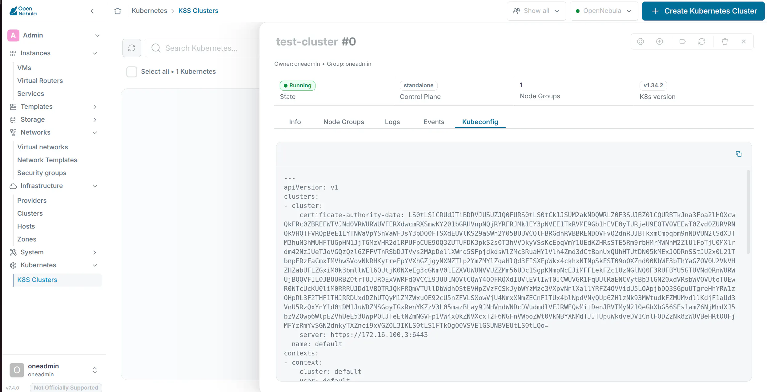 OneKS Quickstart create K8s cluster