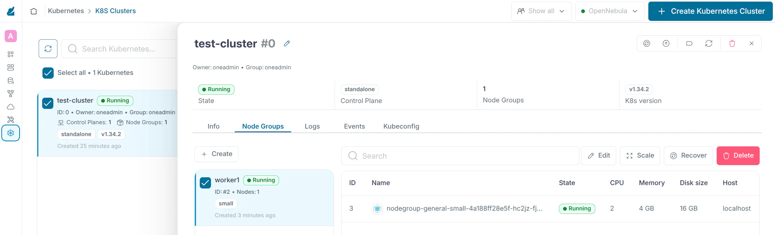 OneKS Quickstart create K8s cluster
