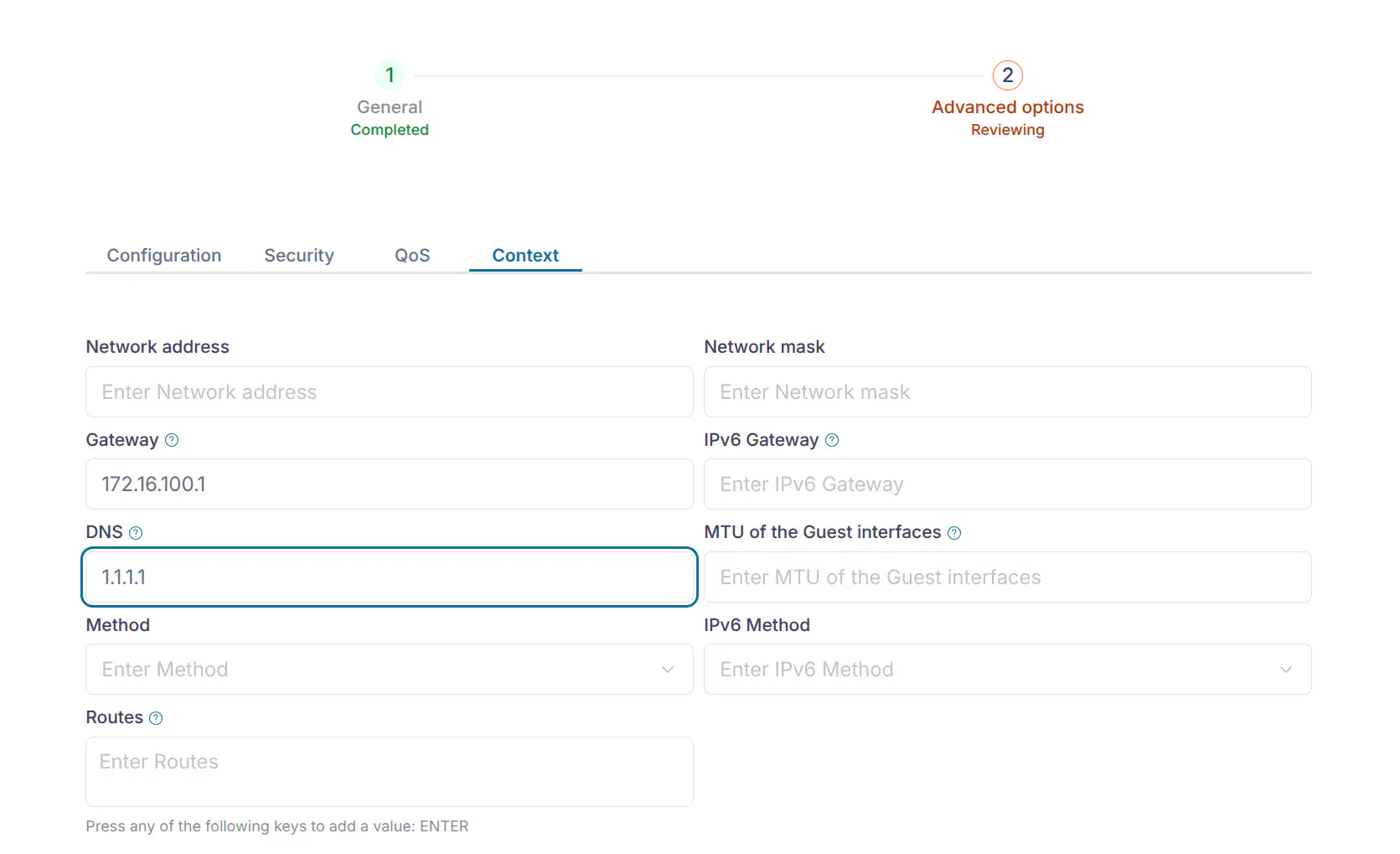 OneKS Quickstart update vnet