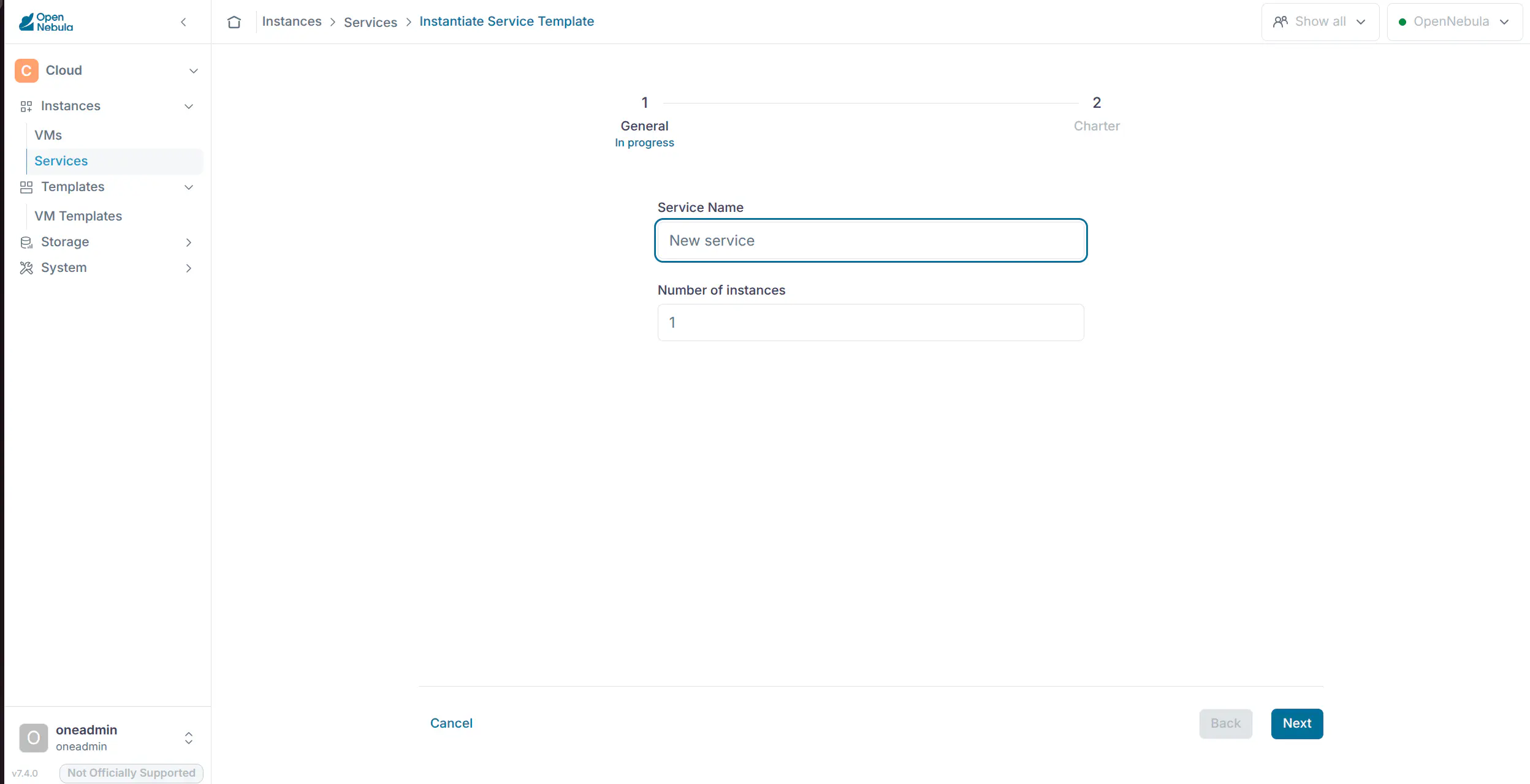 Cloud View instantiate service