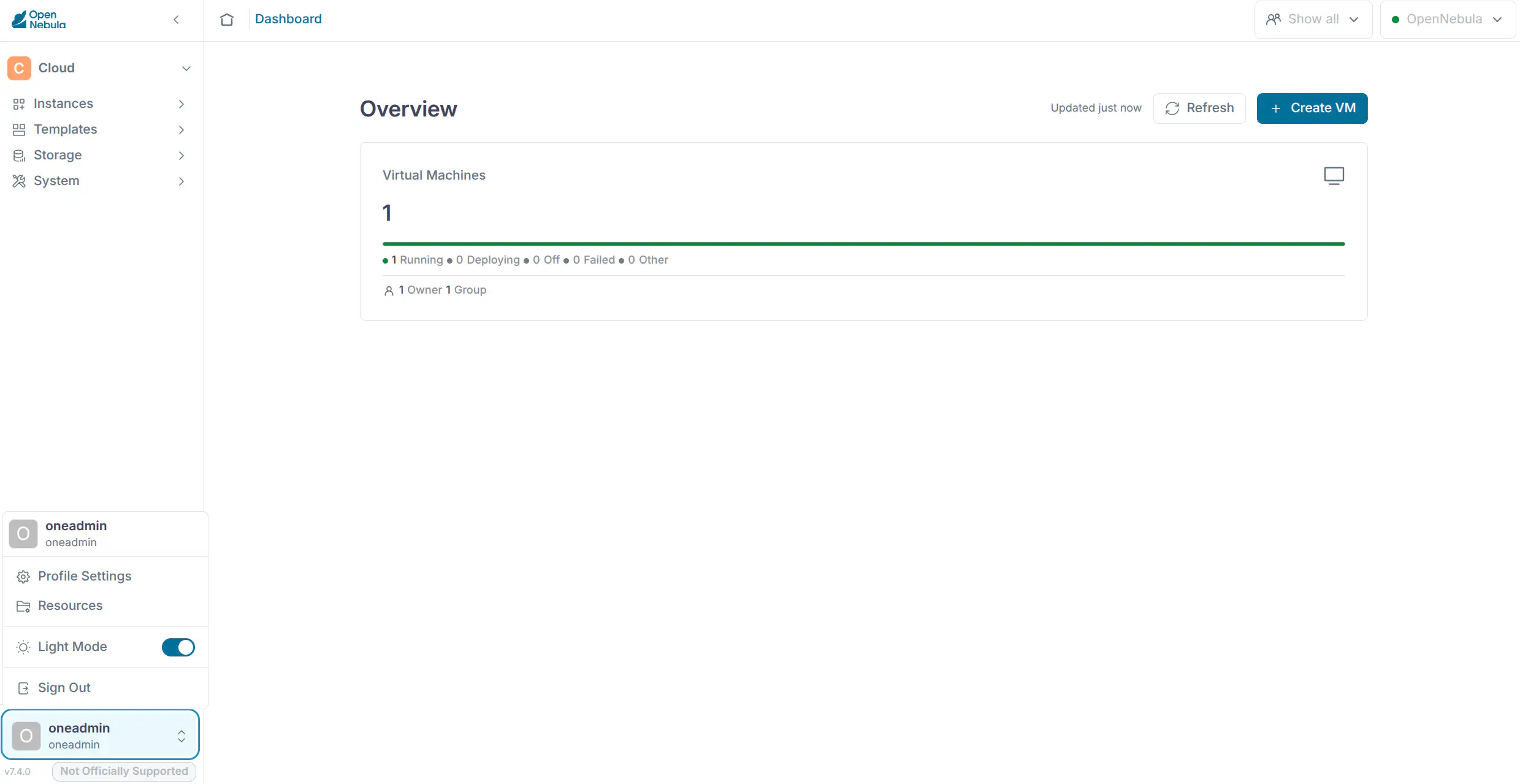 Sunstone cloud view dashboard