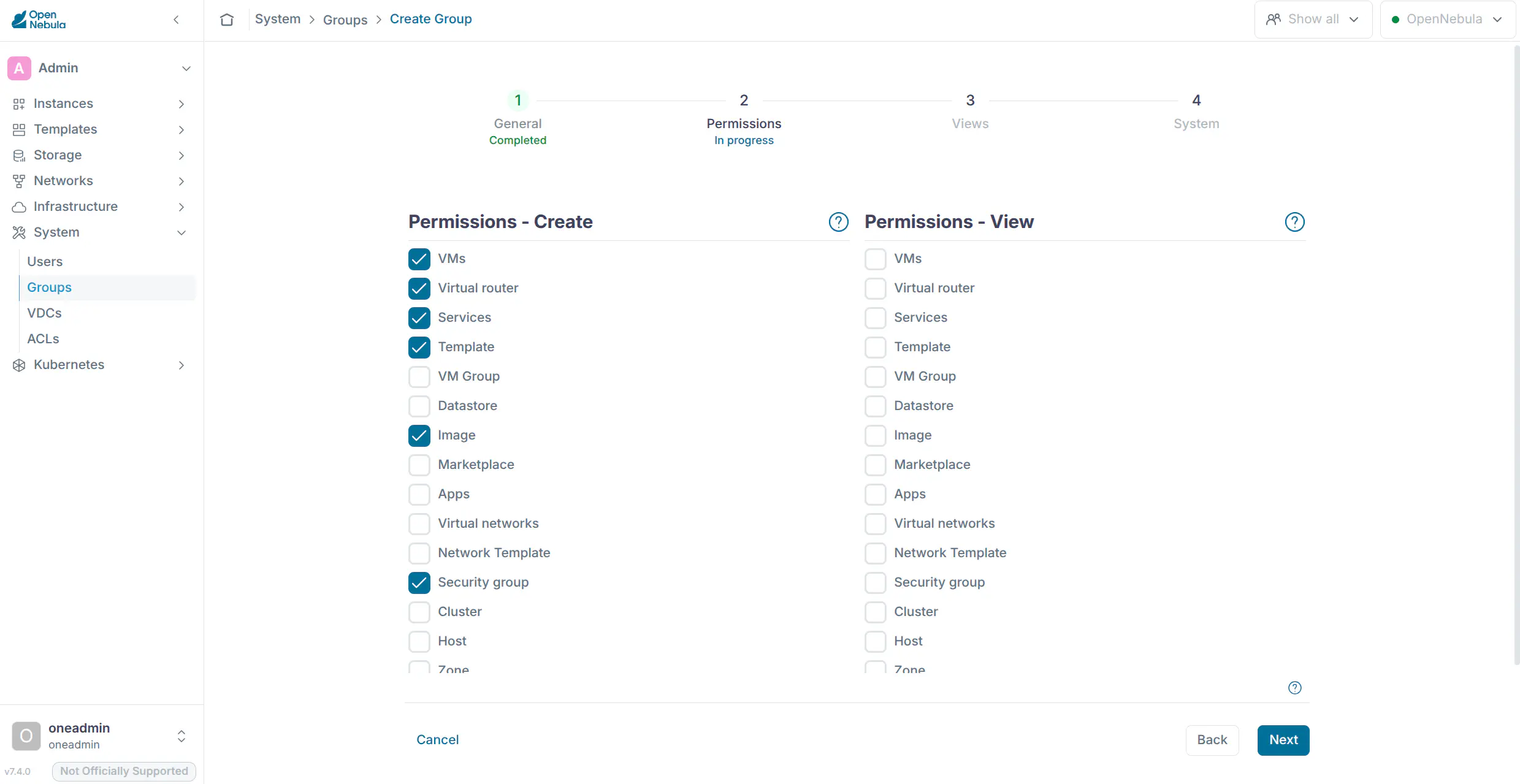 Sunstone group view configuration