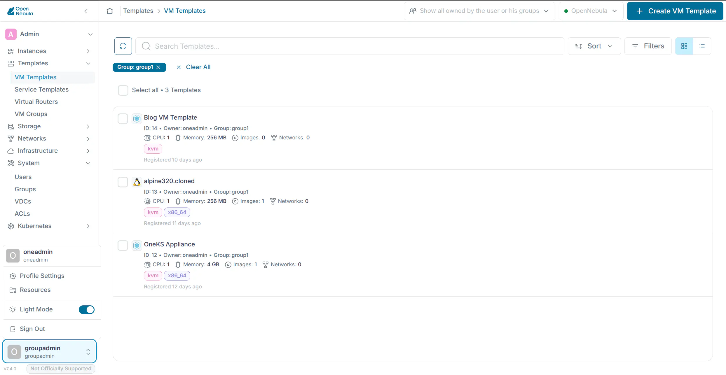 Group Admin View