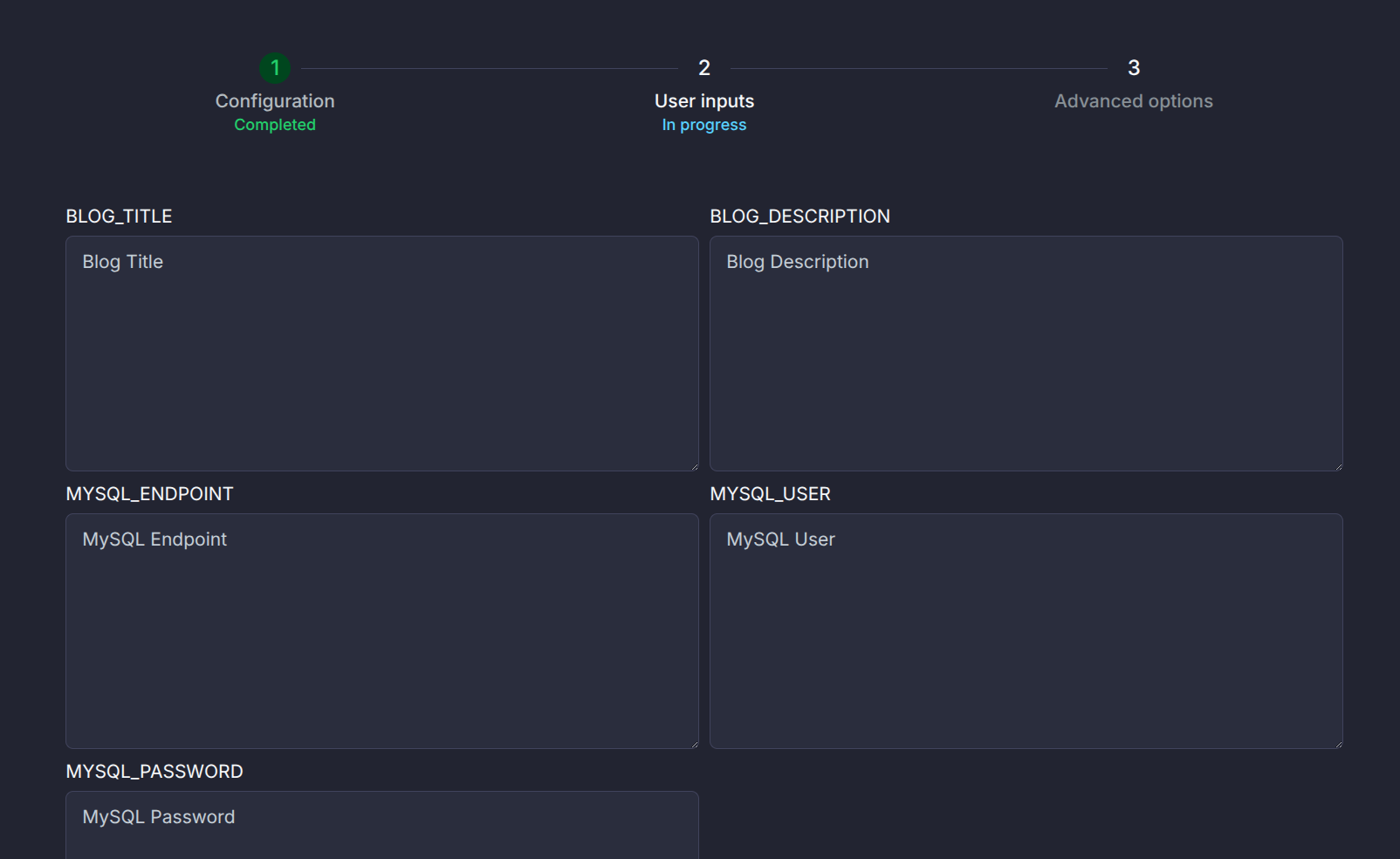 VM Template User Inputs No Convention
