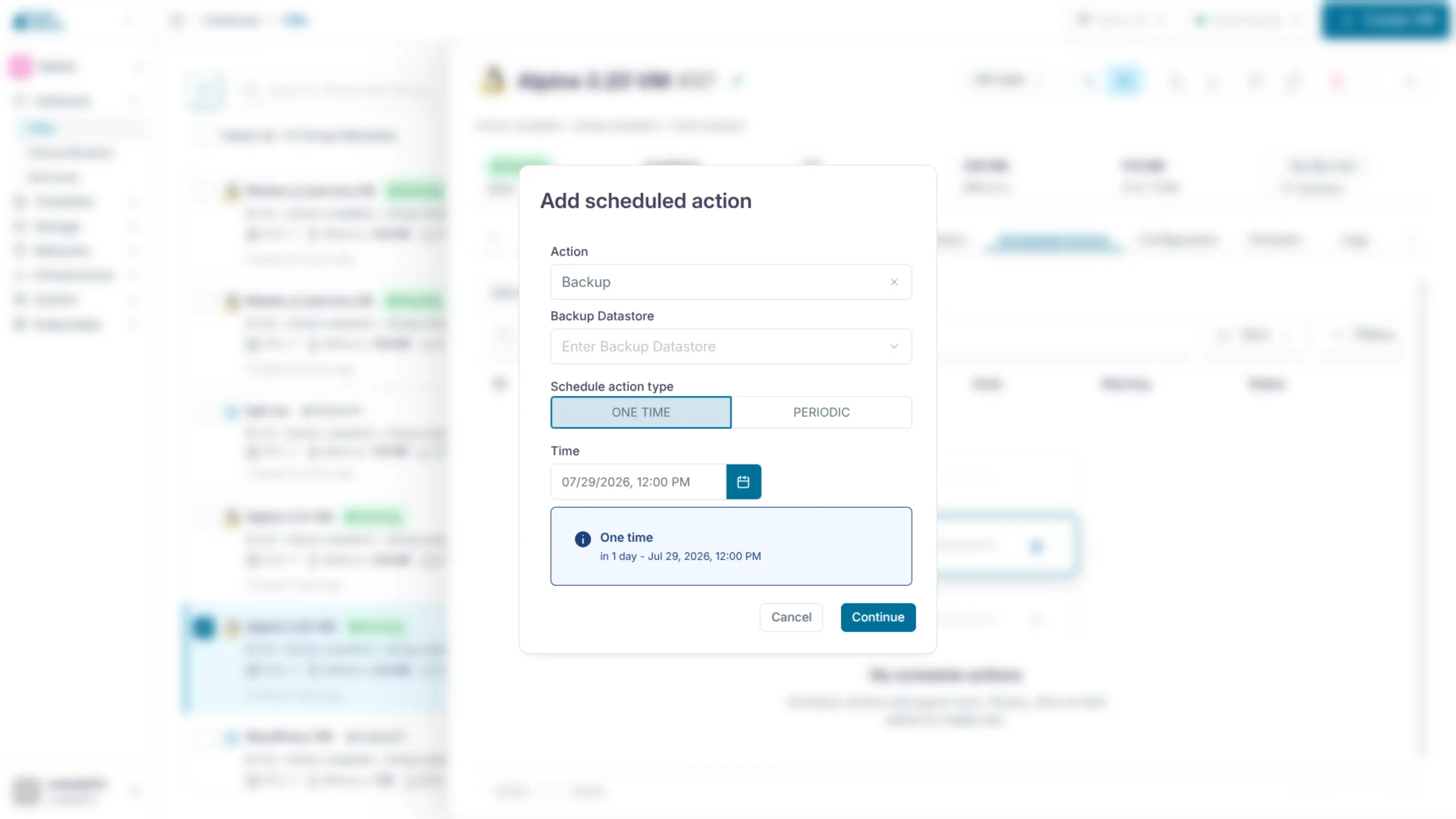 Schedule VM backup