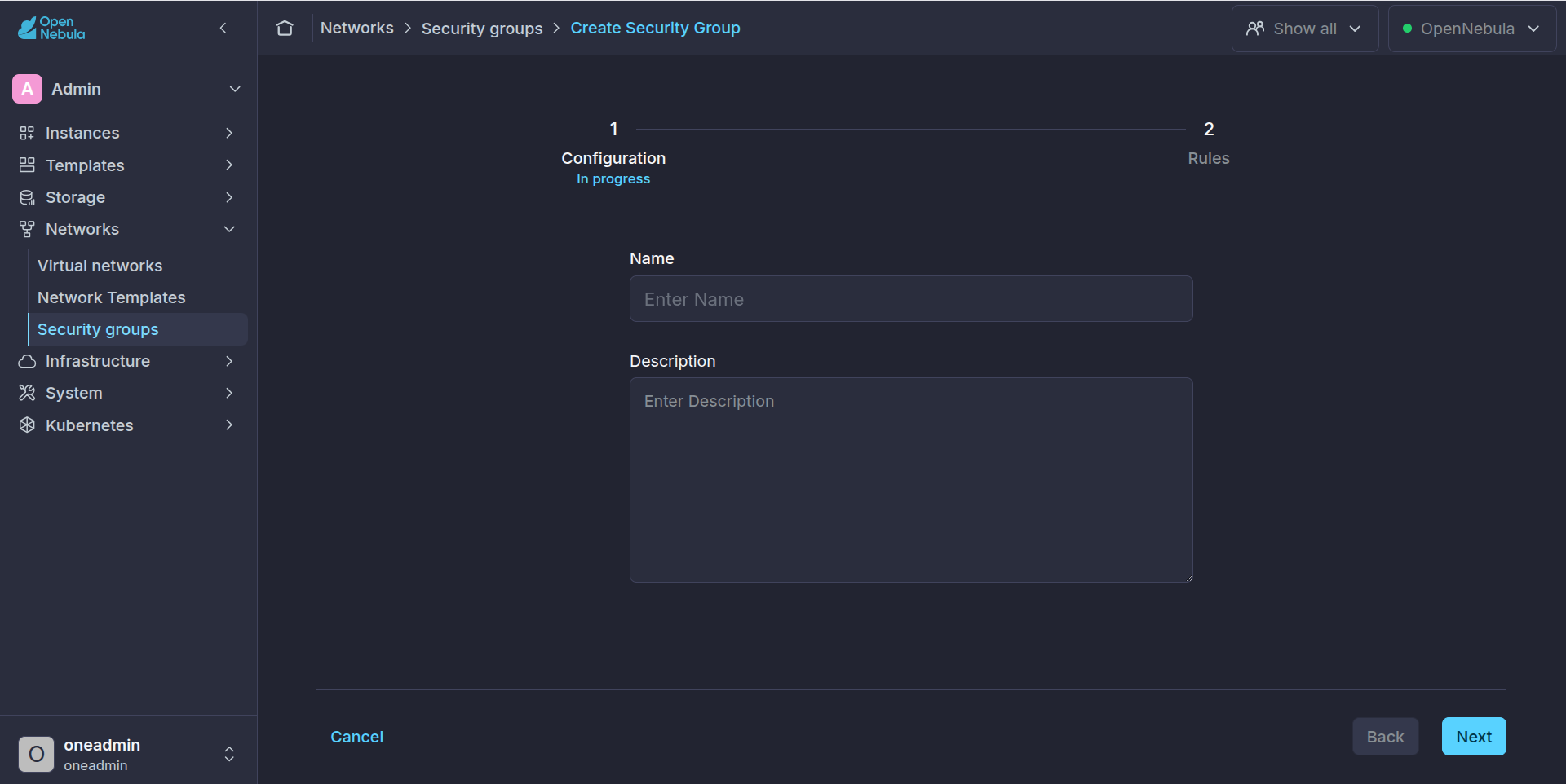 Sunstone create security group